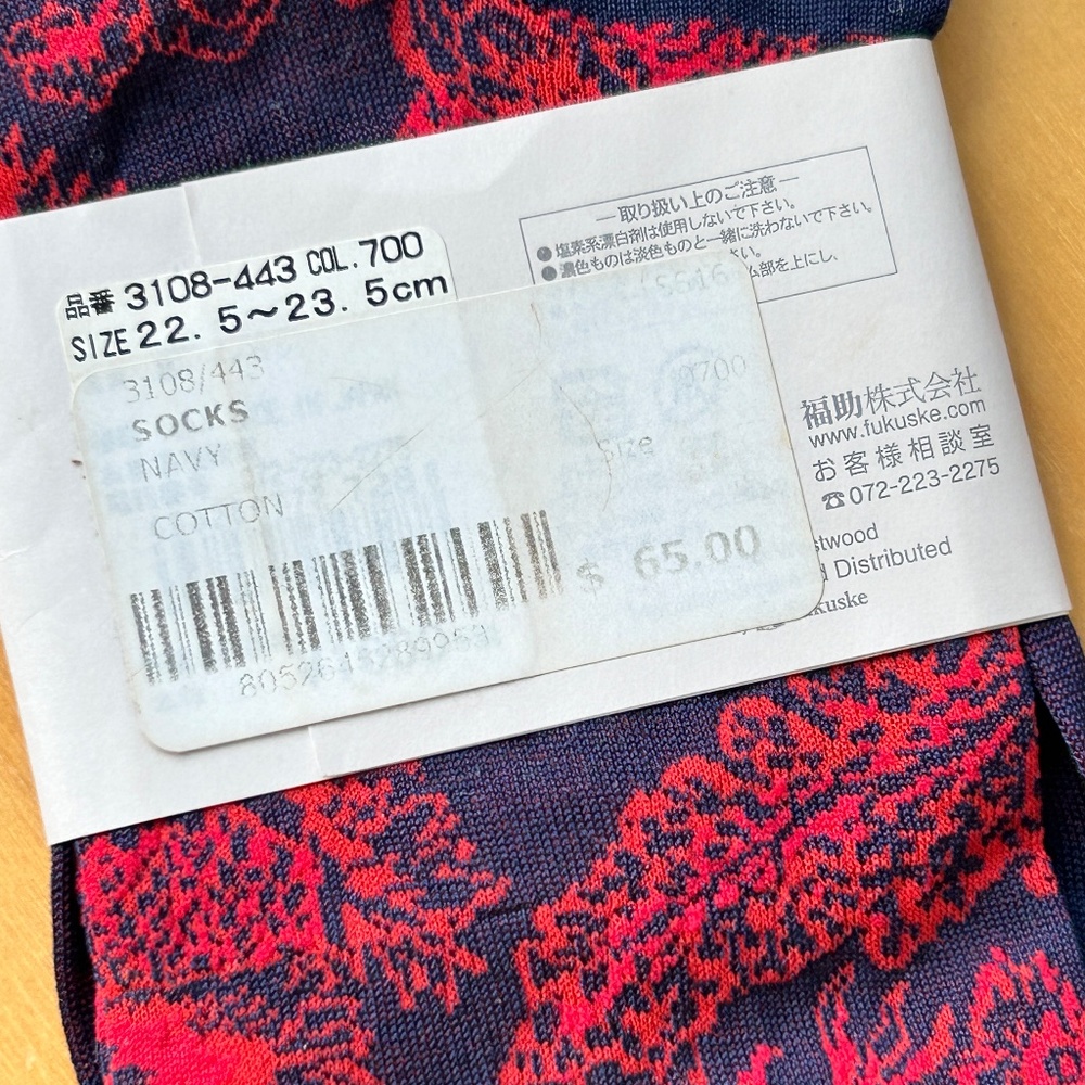 Vivienne Westwood Brand New 65$ Vivienne Socks w/ Asian Pattern - Picture 3 of 5